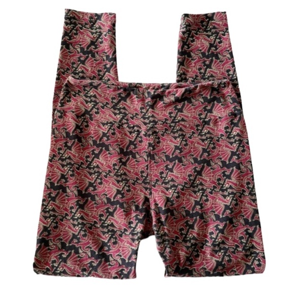 LuLaRoe Red & Black Game Of Thrones Dragon Leggings - Picture 1 of 5